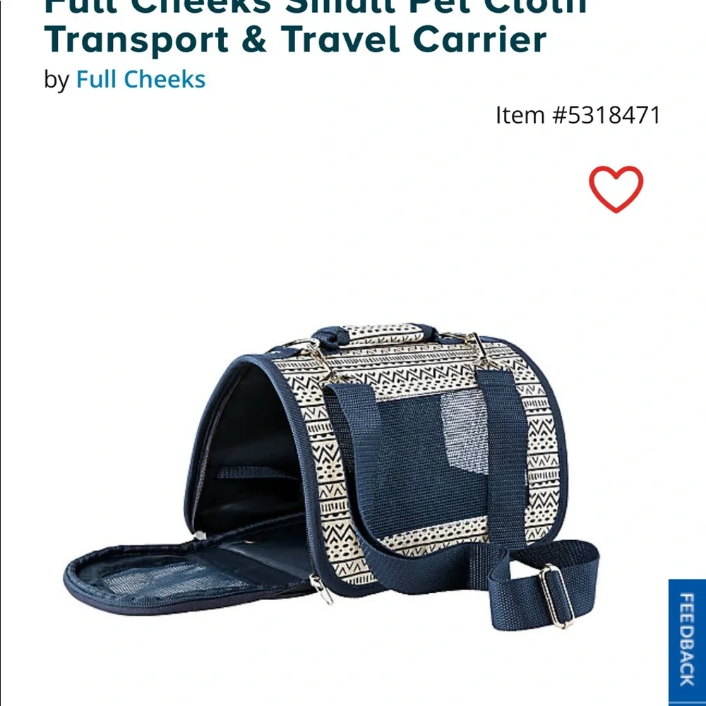 Full cheeks small pet cloth transport & travel carrier